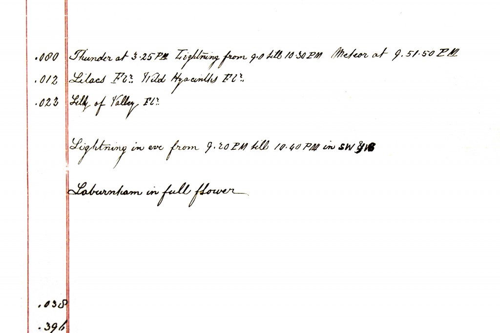 Detail of a private weather diary held at the Met Office Archive in Exeter